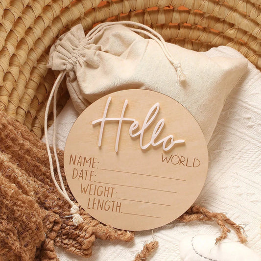 Hello World - Wooden Announcement Sign