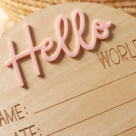 Hello World - Wooden Announcement Sign